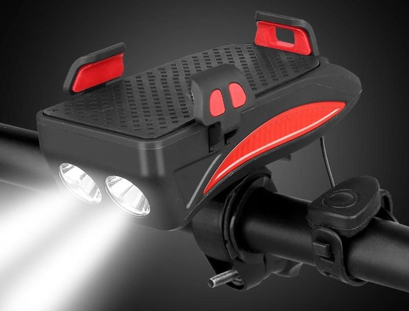 Soporte multifunción de móvil para bicicleta con luz y batería externa