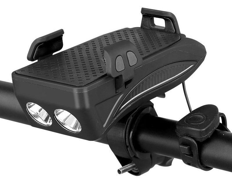 Soporte multifunción de móvil para bicicleta con luz y batería externa