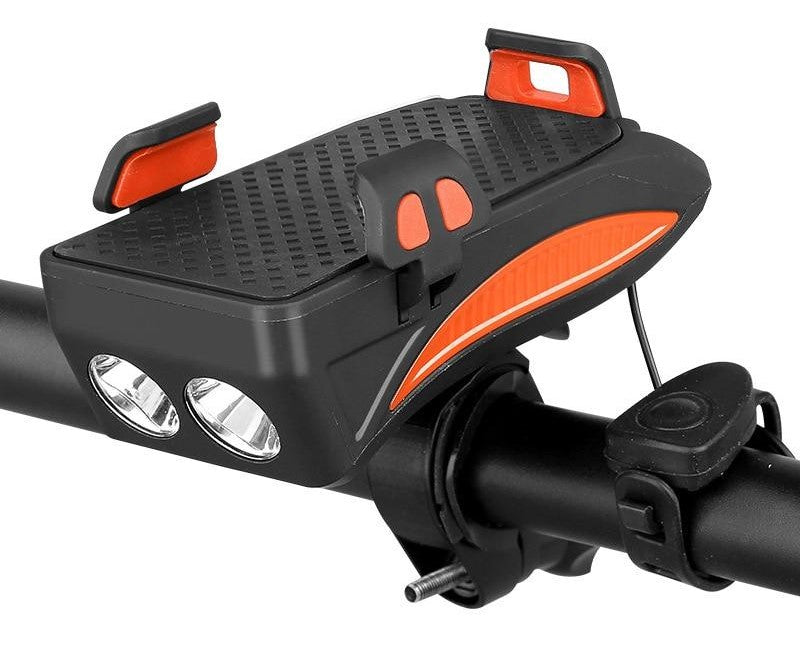 Soporte multifunción de móvil para bicicleta con luz y batería externa