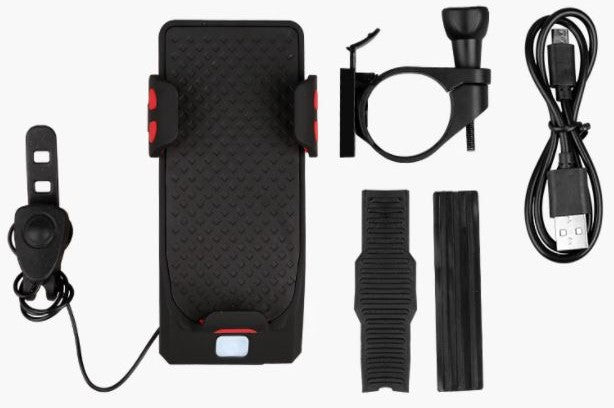 Soporte multifunción de móvil para bicicleta con luz y batería externa