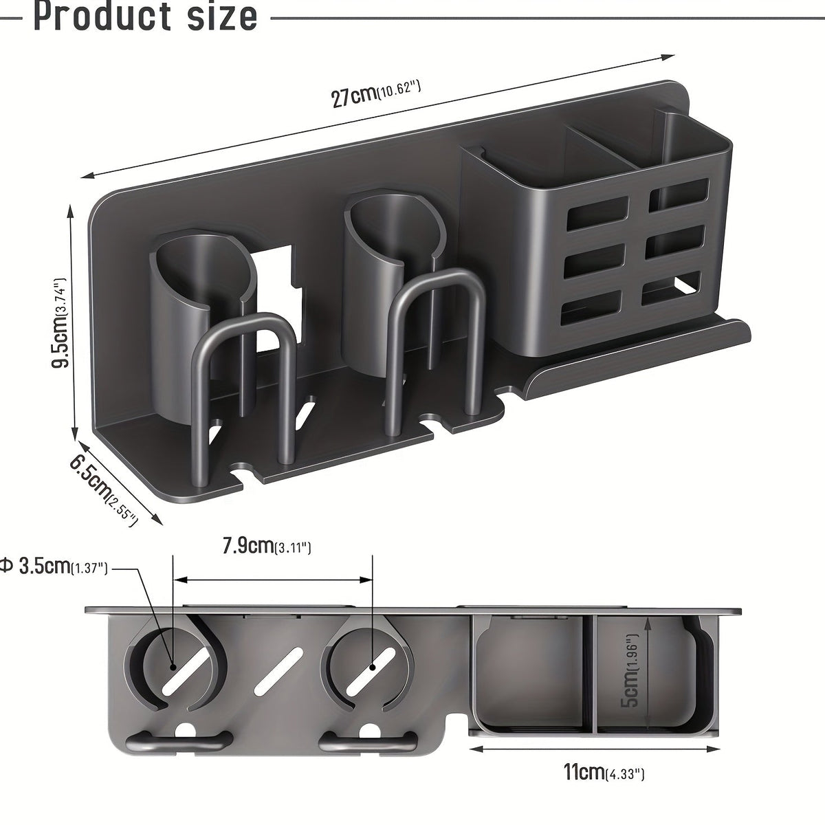 Soporte Mural de Aluminio para Cepillo de Dientes Eléctrico – Organizador de Baño con Orificios de Drenaje
