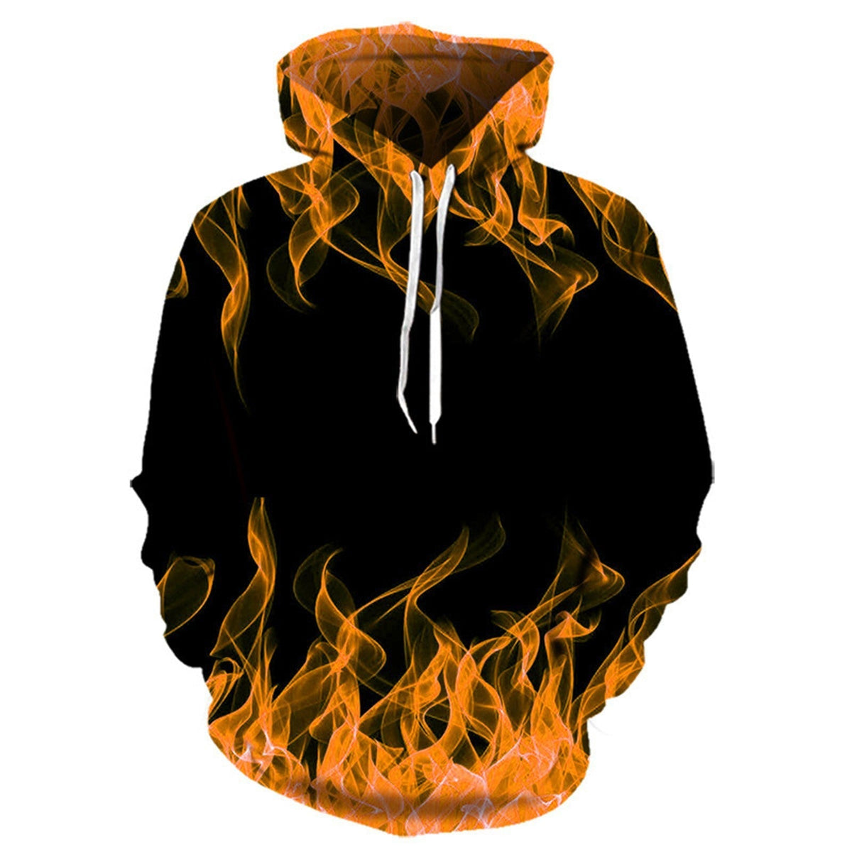 Sudadera con capucha con diseño exclusivo de llamas y mezcla de materiales innovadora