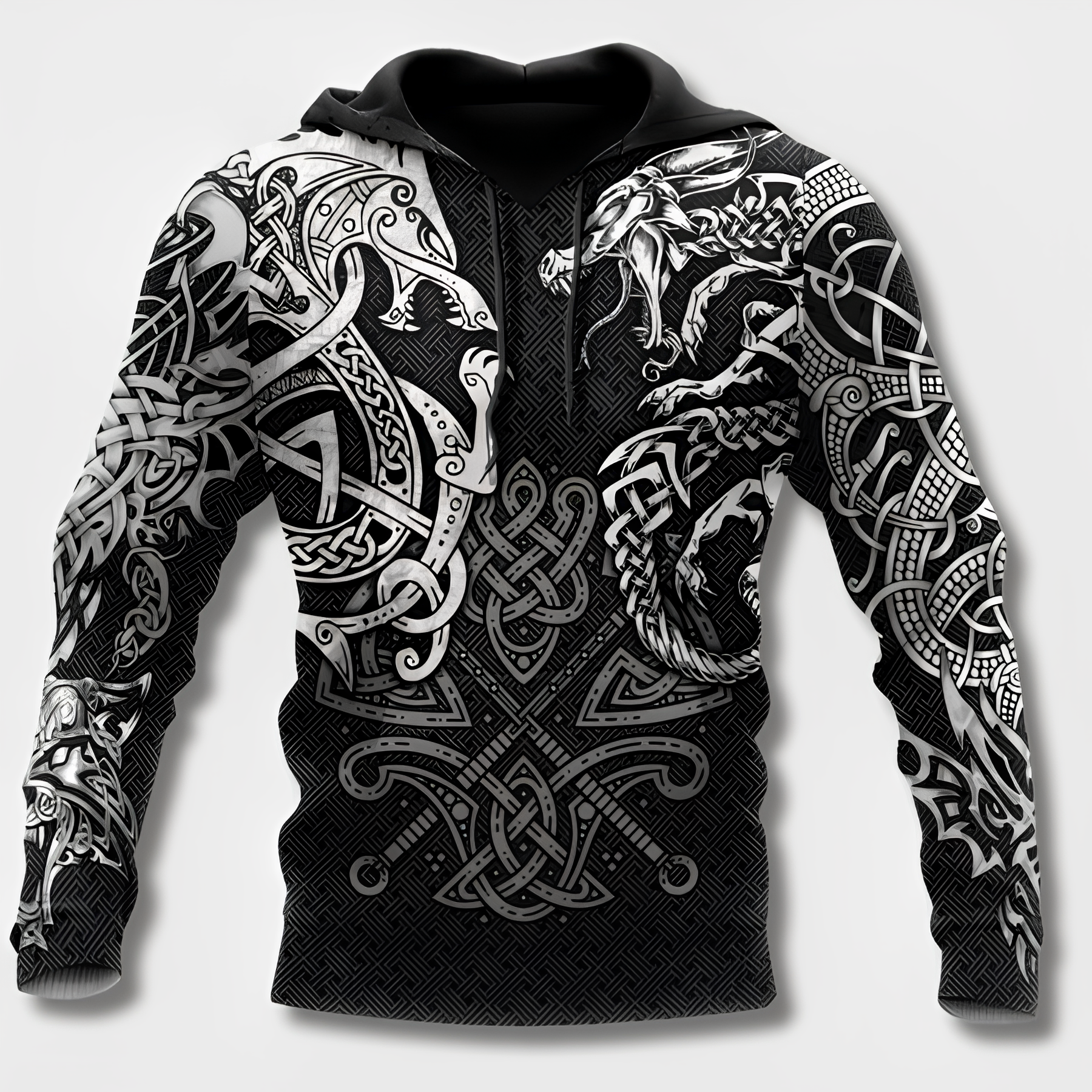 Sudadera con capucha de algodón para hombre de estilo vikingo