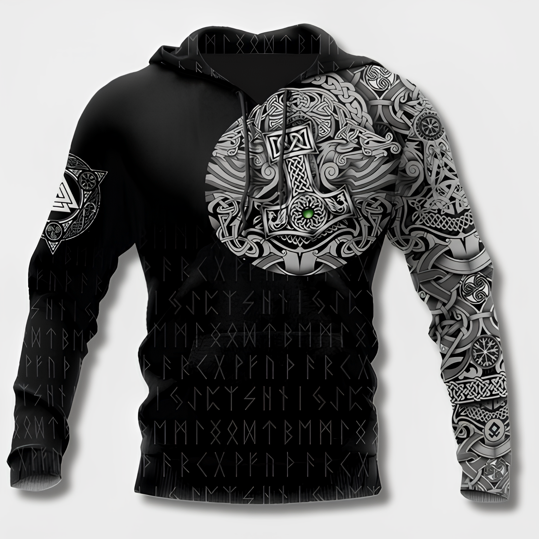 Sudadera con capucha de algodón para hombre de estilo vikingo