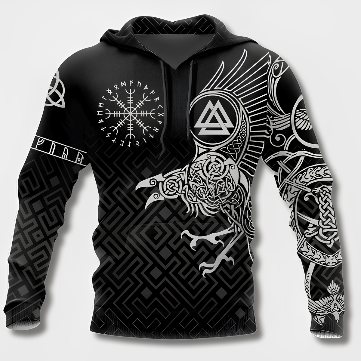 Sudadera con capucha de algodón para hombre de estilo vikingo