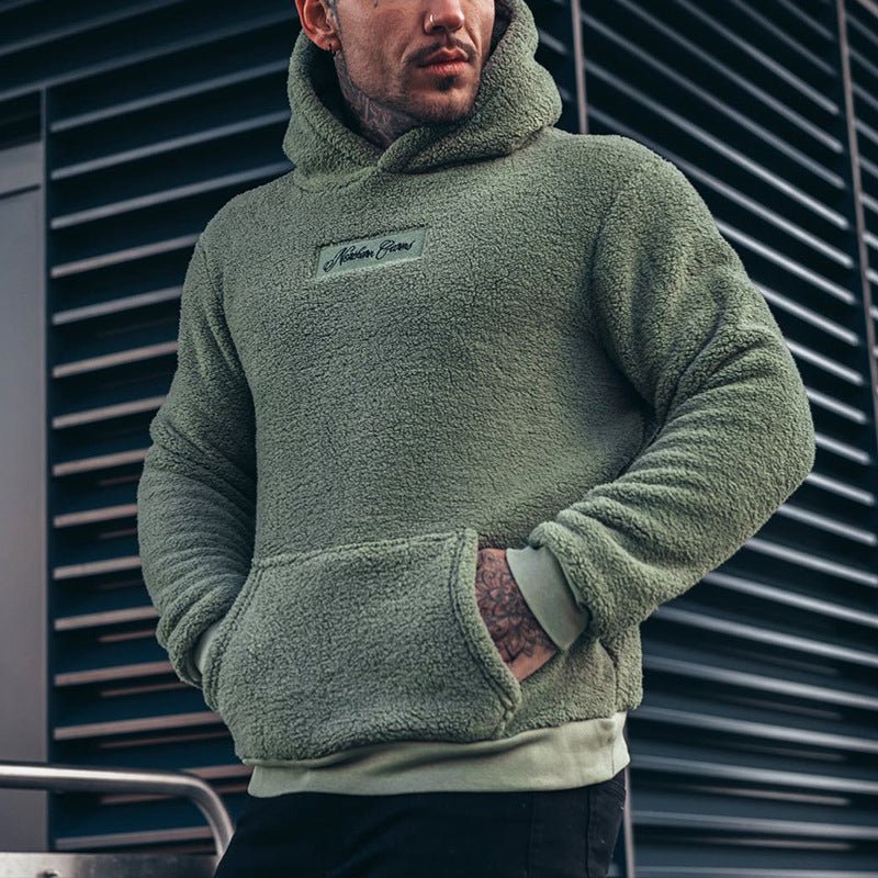 Sudadera con capucha de borrego sherpa para hombre de corte holgado