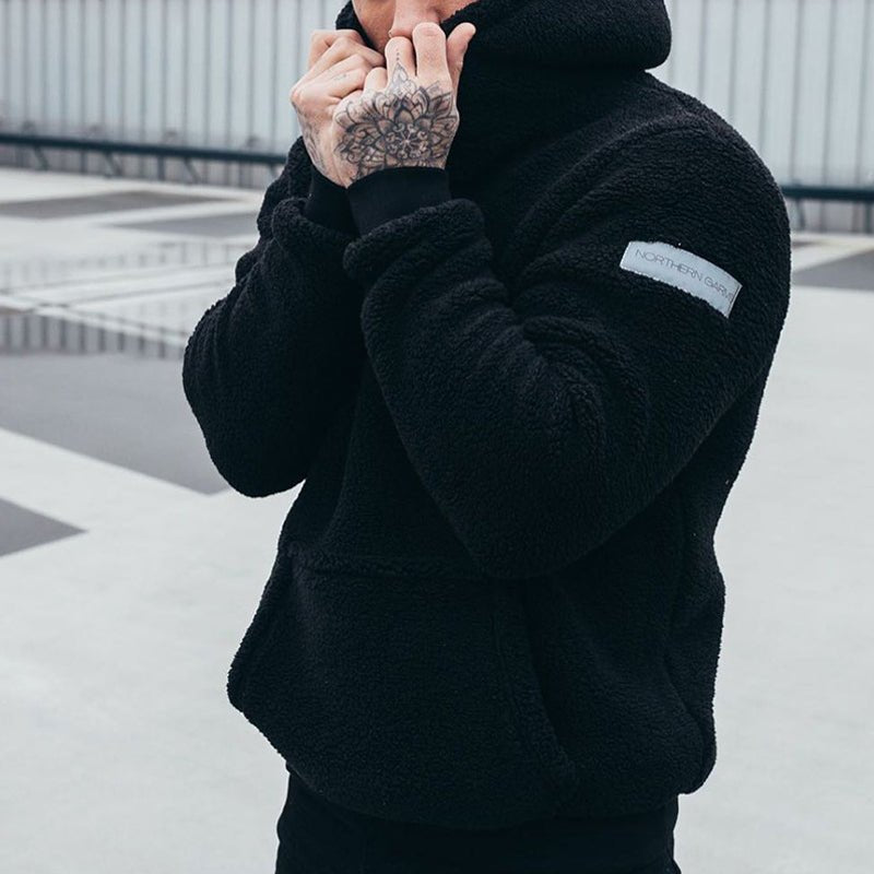 Sudadera con capucha de borrego sherpa para hombre de corte holgado
