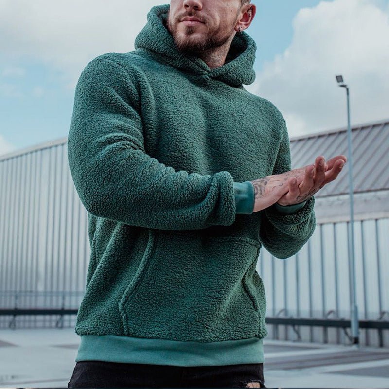 Sudadera con capucha de borrego sherpa para hombre de corte holgado