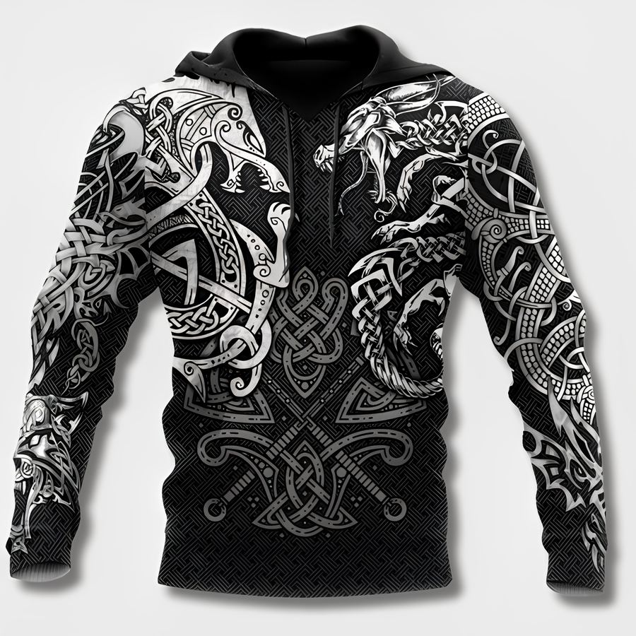 Sudadera con capucha para hombre con diseño vikingo