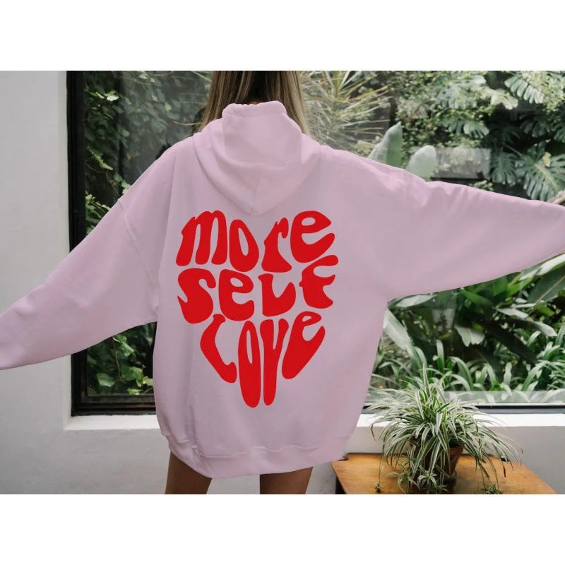Sudadera con capucha para mujer, estampado llamativo y corte oversized