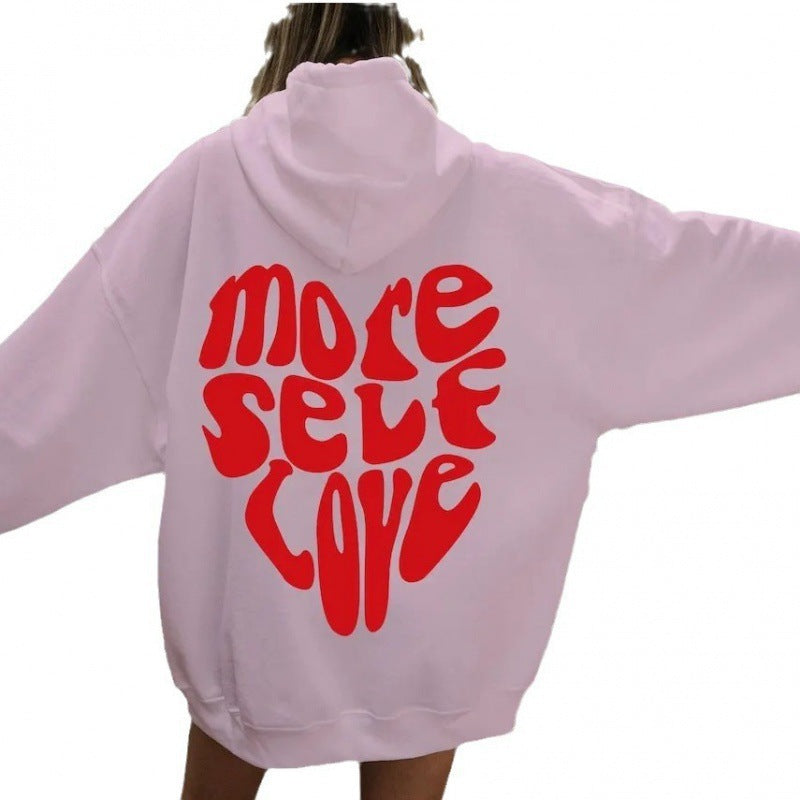 Sudadera con capucha para mujer, estampado llamativo y corte oversized