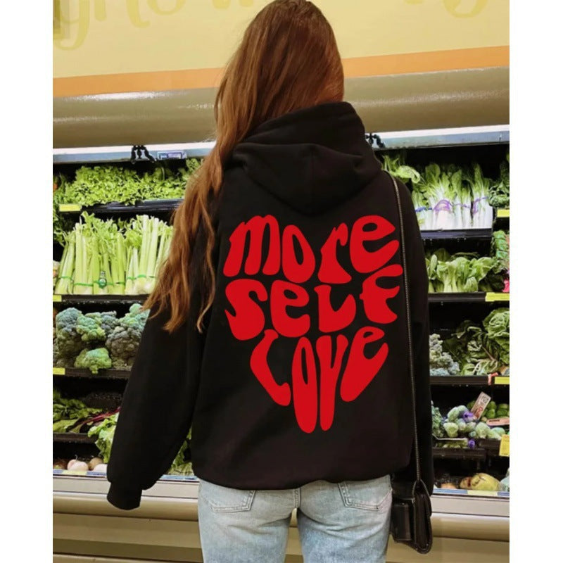Sudadera con capucha para mujer, estampado llamativo y corte oversized
