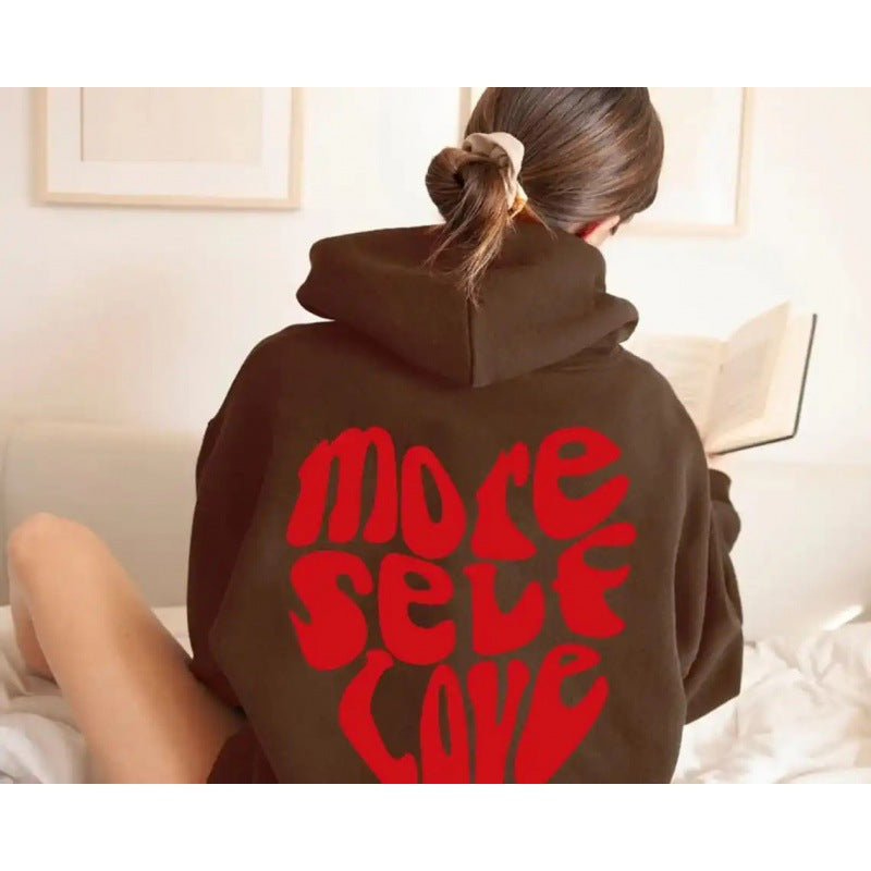 Sudadera con capucha para mujer, estampado llamativo y corte oversized
