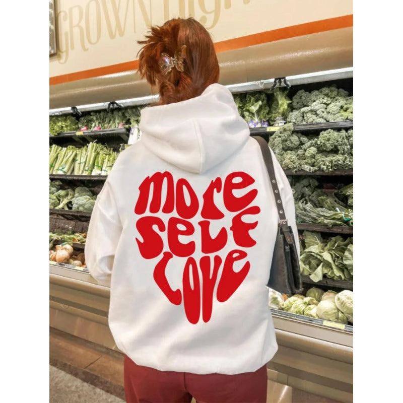 Sudadera con capucha para mujer, estampado llamativo y corte oversized