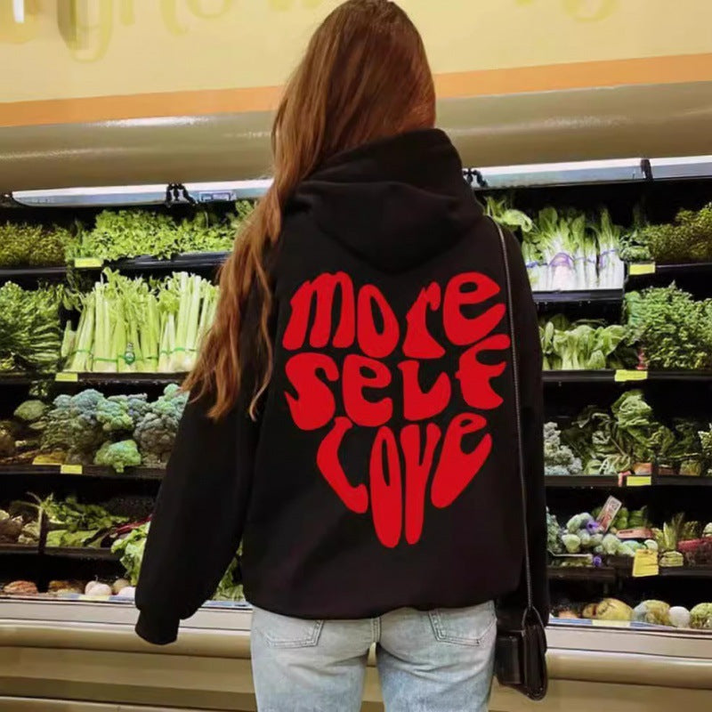 Sudadera con capucha para mujer, estampado llamativo y corte oversized