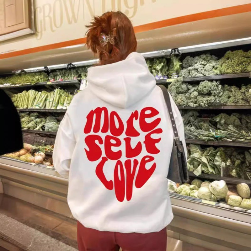 Sudadera con capucha para mujer, estampado llamativo y corte oversized