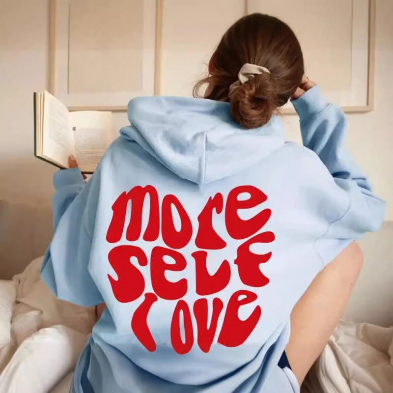 Sudadera con capucha para mujer, estampado llamativo y corte oversized