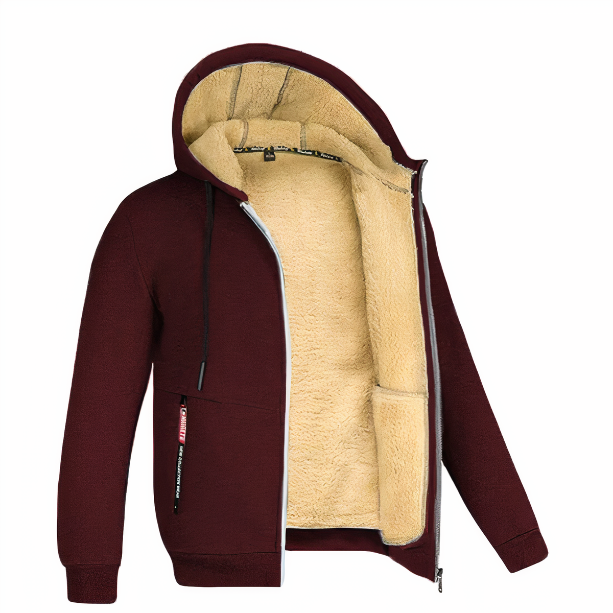 Sudadera con capucha y cremallera forrada para hombre