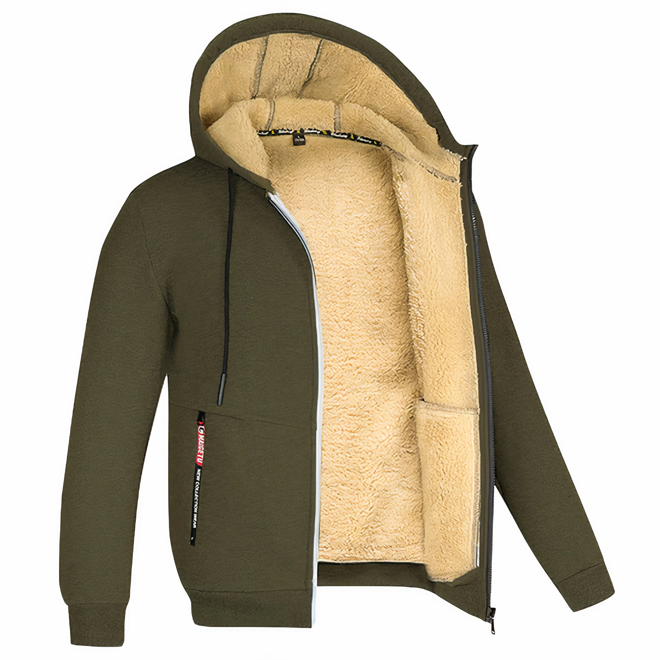 Sudadera con capucha y cremallera forrada para hombre