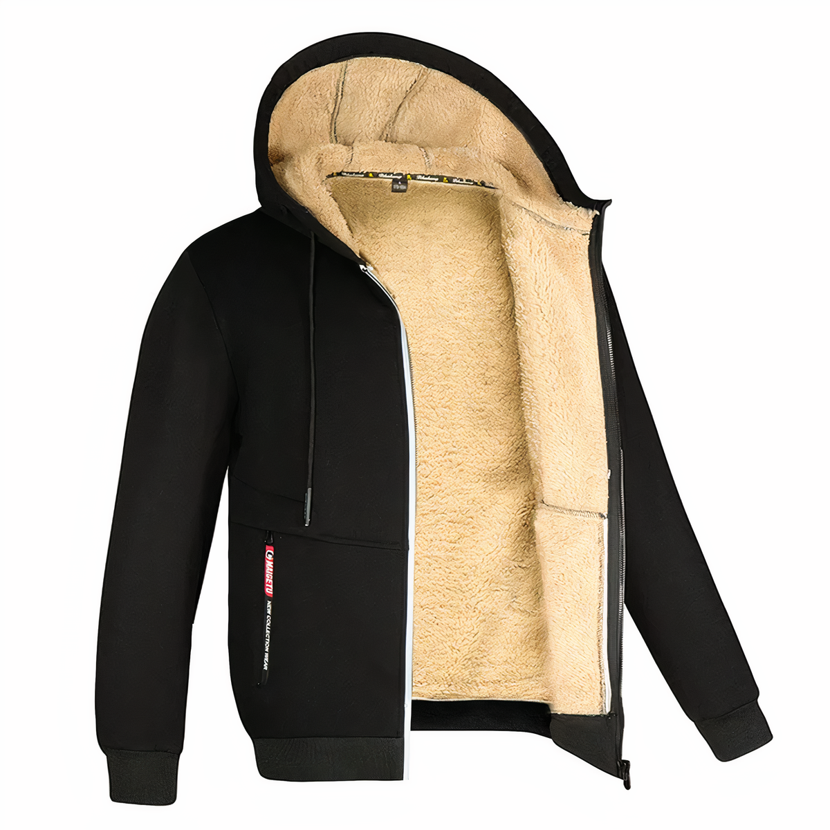 Sudadera con capucha y cremallera forrada para hombre