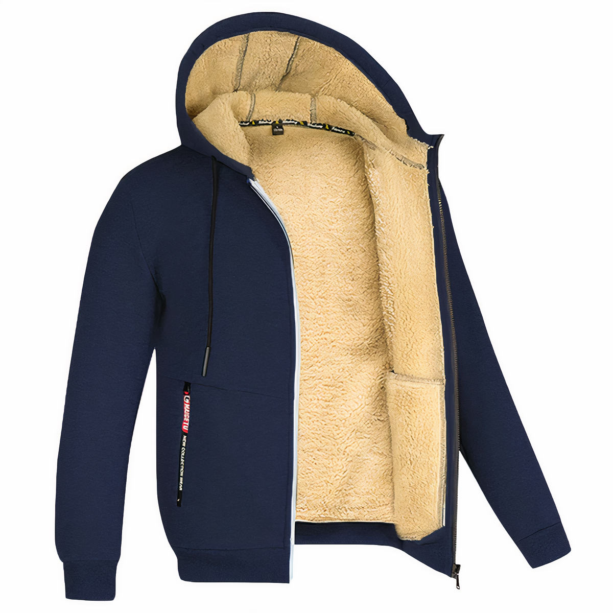 Sudadera con capucha y cremallera forrada para hombre