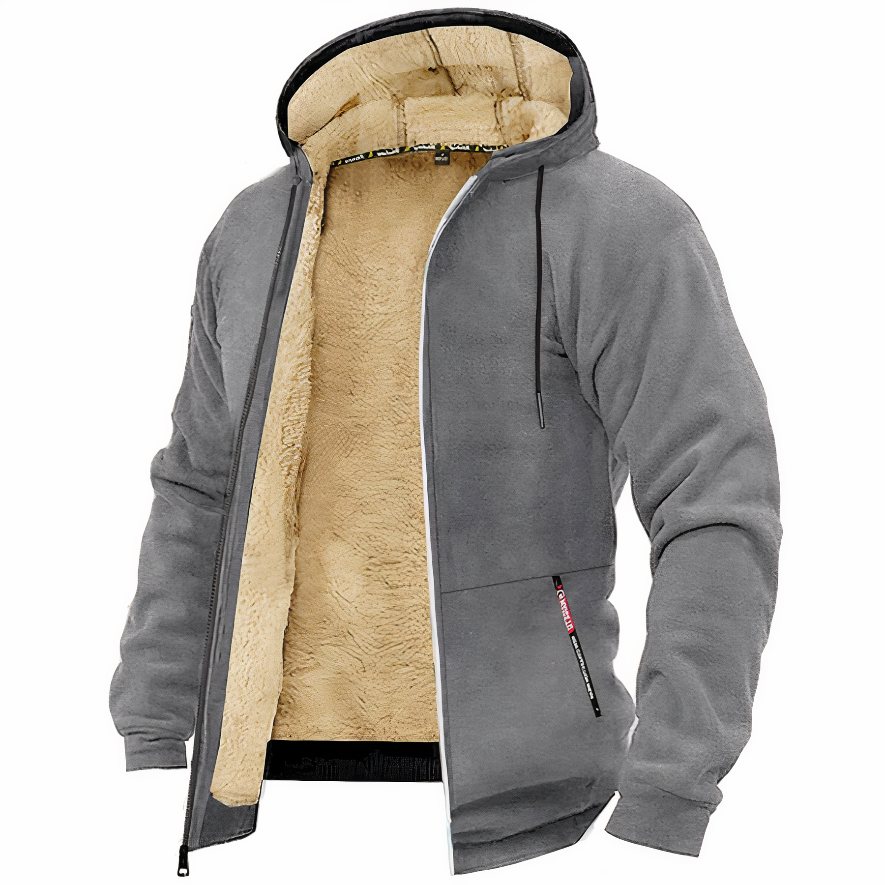 Sudadera con capucha y cremallera forrada para hombre