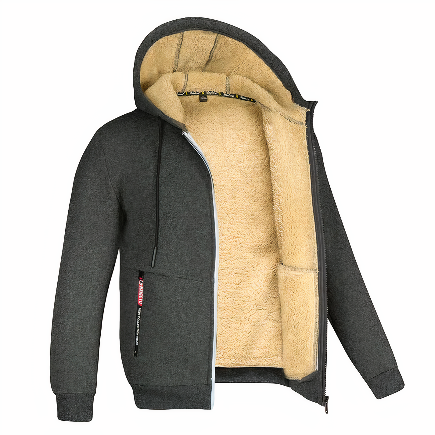Sudadera con capucha y cremallera forrada para hombre