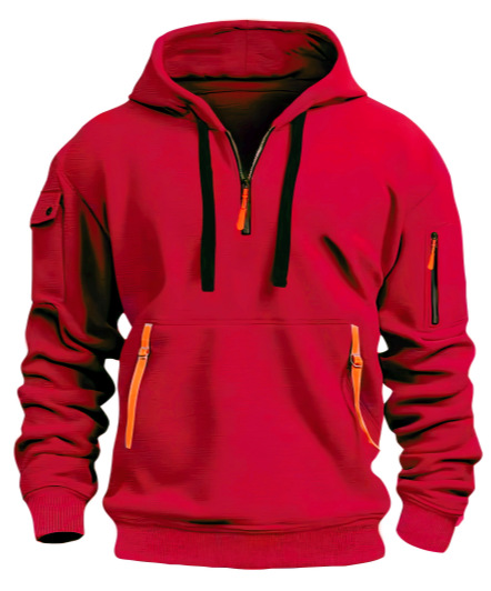 Sudadera con capucha y cremallera para hombre – Sudadera casual para actividades al aire libre