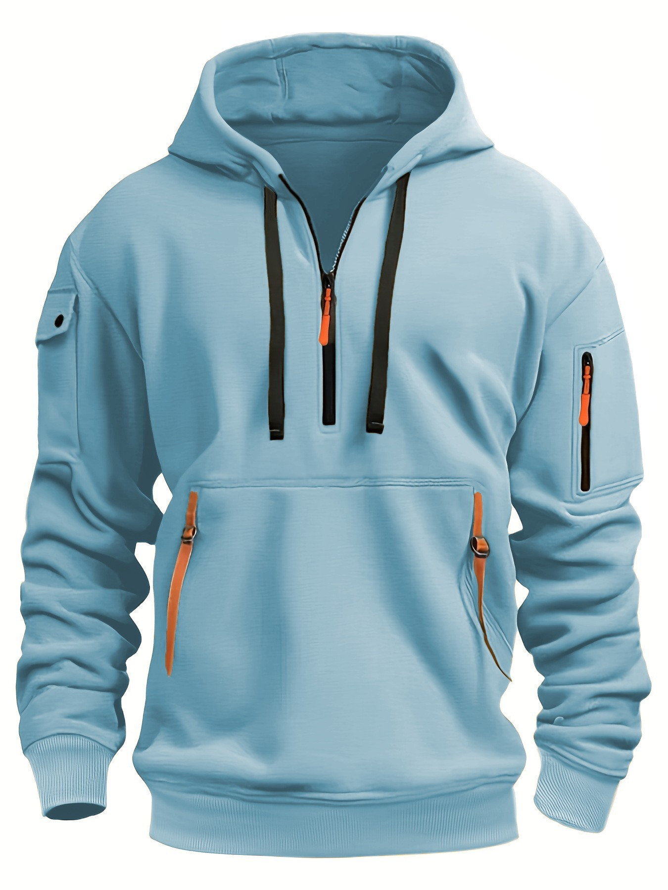 Sudadera con capucha y cremallera para hombre – Sudadera casual para actividades al aire libre