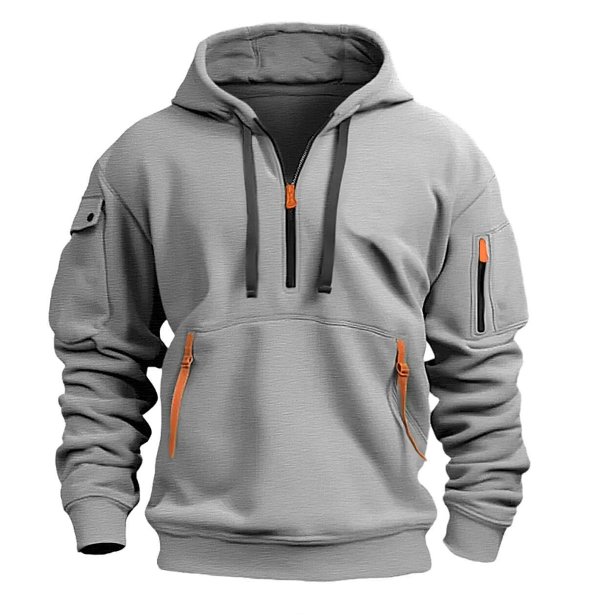 Sudadera con capucha y cremallera para hombre – Sudadera casual para actividades al aire libre