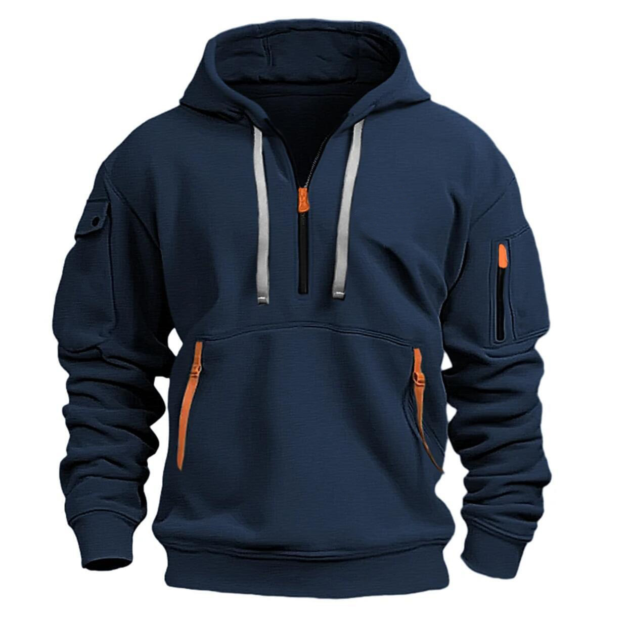 Sudadera con capucha y cremallera para hombre – Sudadera casual para actividades al aire libre
