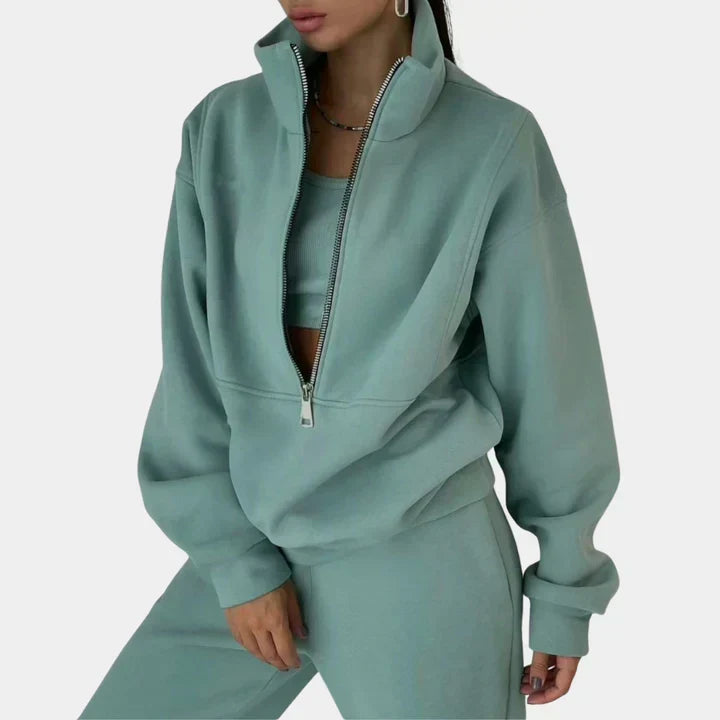 Sudadera de chándal cómoda con cremallera para mujer