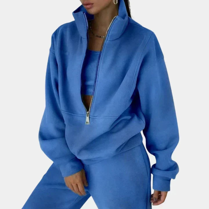 Sudadera de chándal cómoda con cremallera para mujer