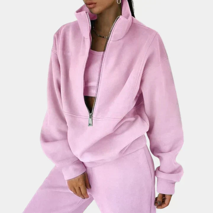 Sudadera de chándal cómoda con cremallera para mujer