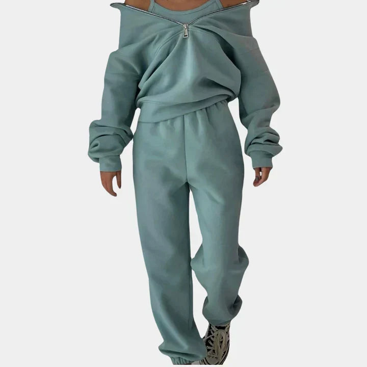 Sudadera de chándal cómoda con cremallera para mujer