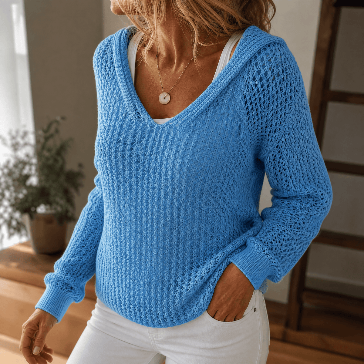 Sudadera de punto calado para mujer