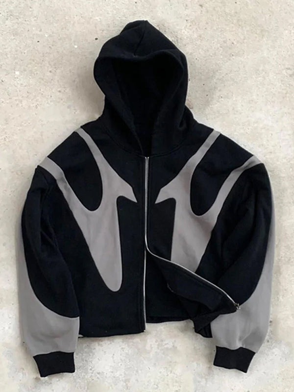 Sudadera oversize con capucha, manga larga y detalles en contraste estilo Y2K para hombre