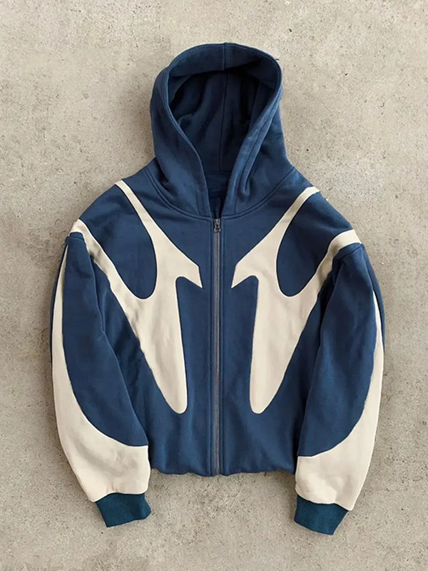 Sudadera oversize con capucha, manga larga y detalles en contraste estilo Y2K para hombre