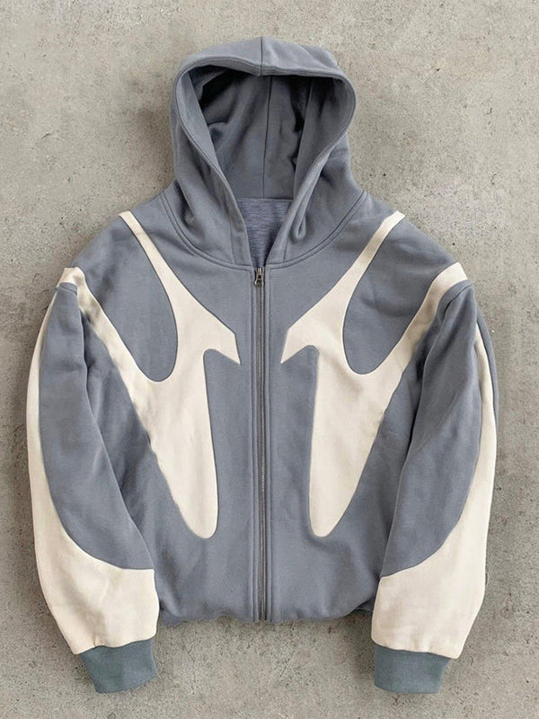 Sudadera oversize con capucha, manga larga y detalles en contraste estilo Y2K para hombre