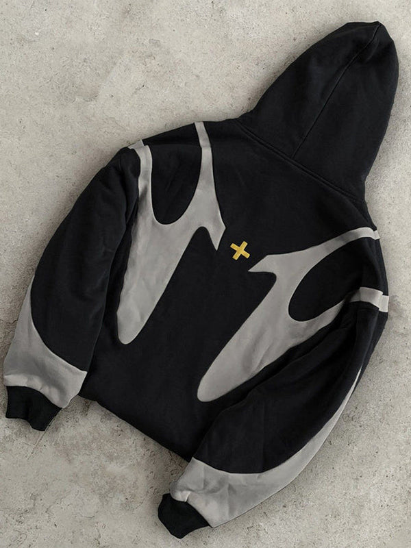 Sudadera oversize con capucha, manga larga y detalles en contraste estilo Y2K para hombre