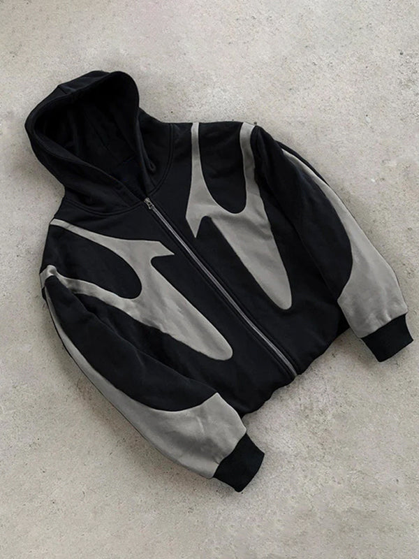 Sudadera oversize con capucha, manga larga y detalles en contraste estilo Y2K para hombre