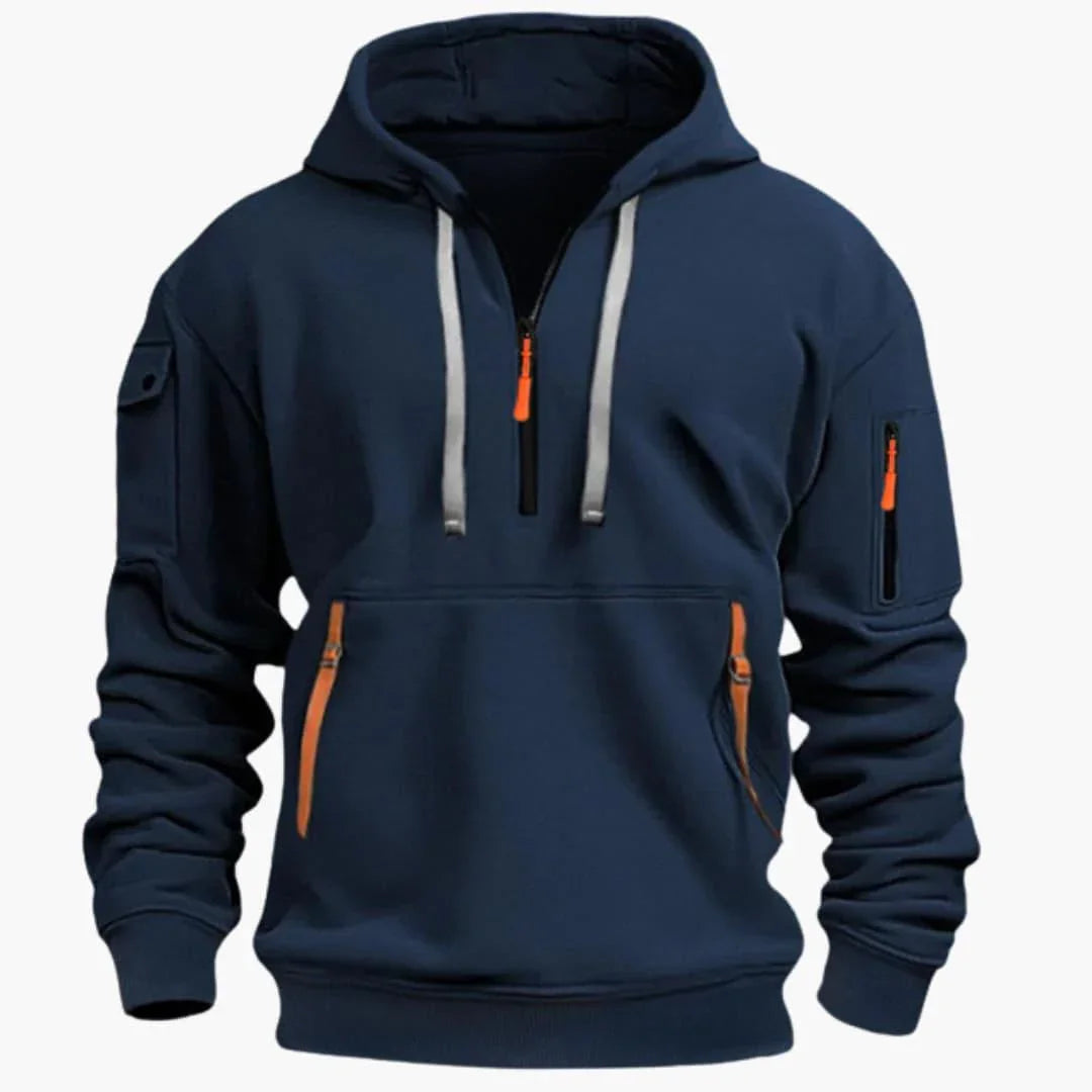 Sudadera para hombre con capucha ajustable y bolsillos con cremallera