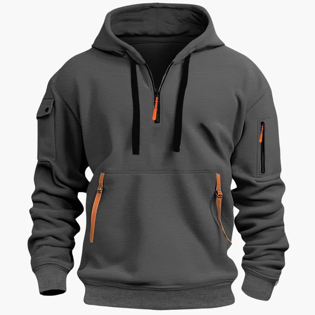 Sudadera para hombre con capucha ajustable y bolsillos con cremallera