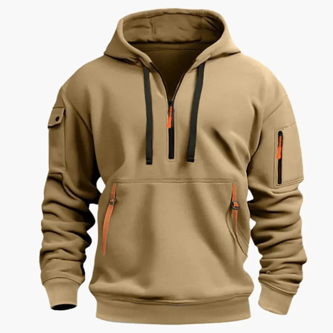 Sudadera para hombre con capucha ajustable y bolsillos con cremallera