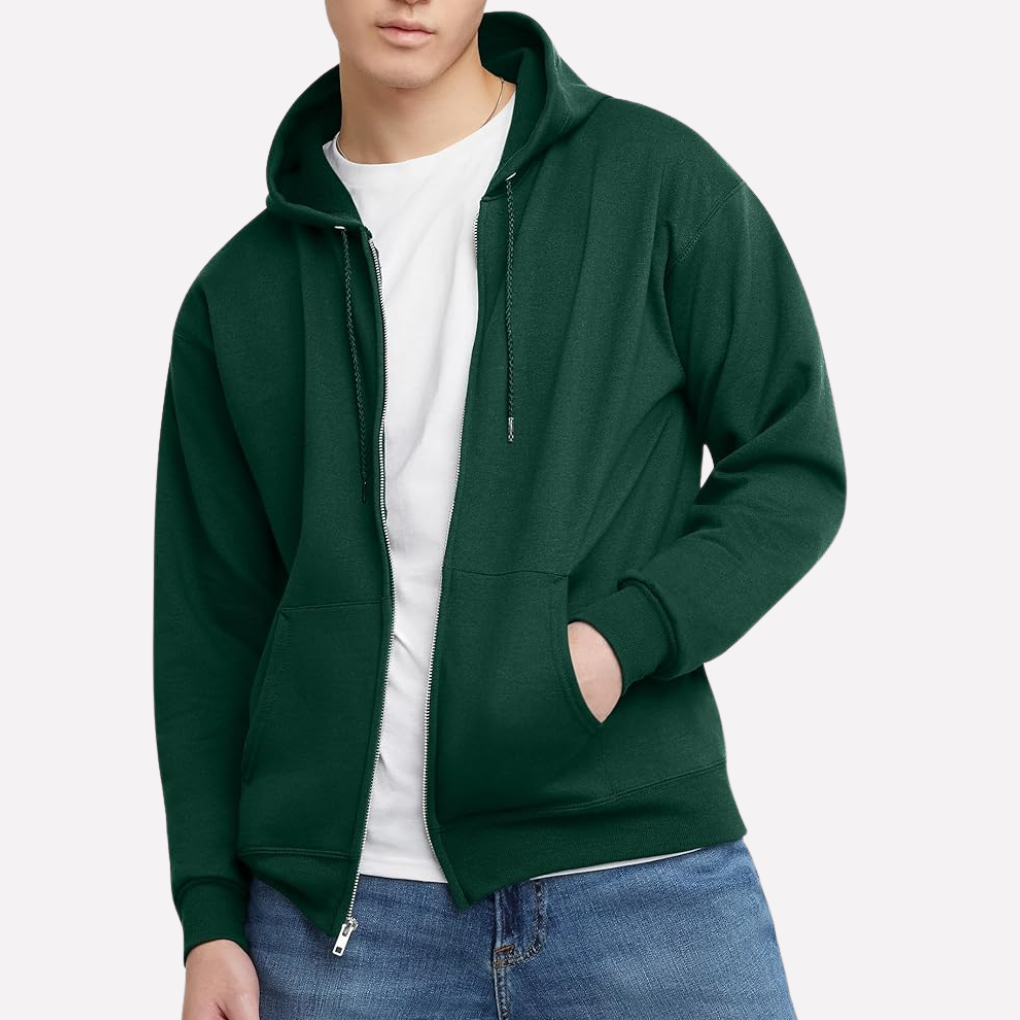 Sudadera para hombre con capucha y cremallera