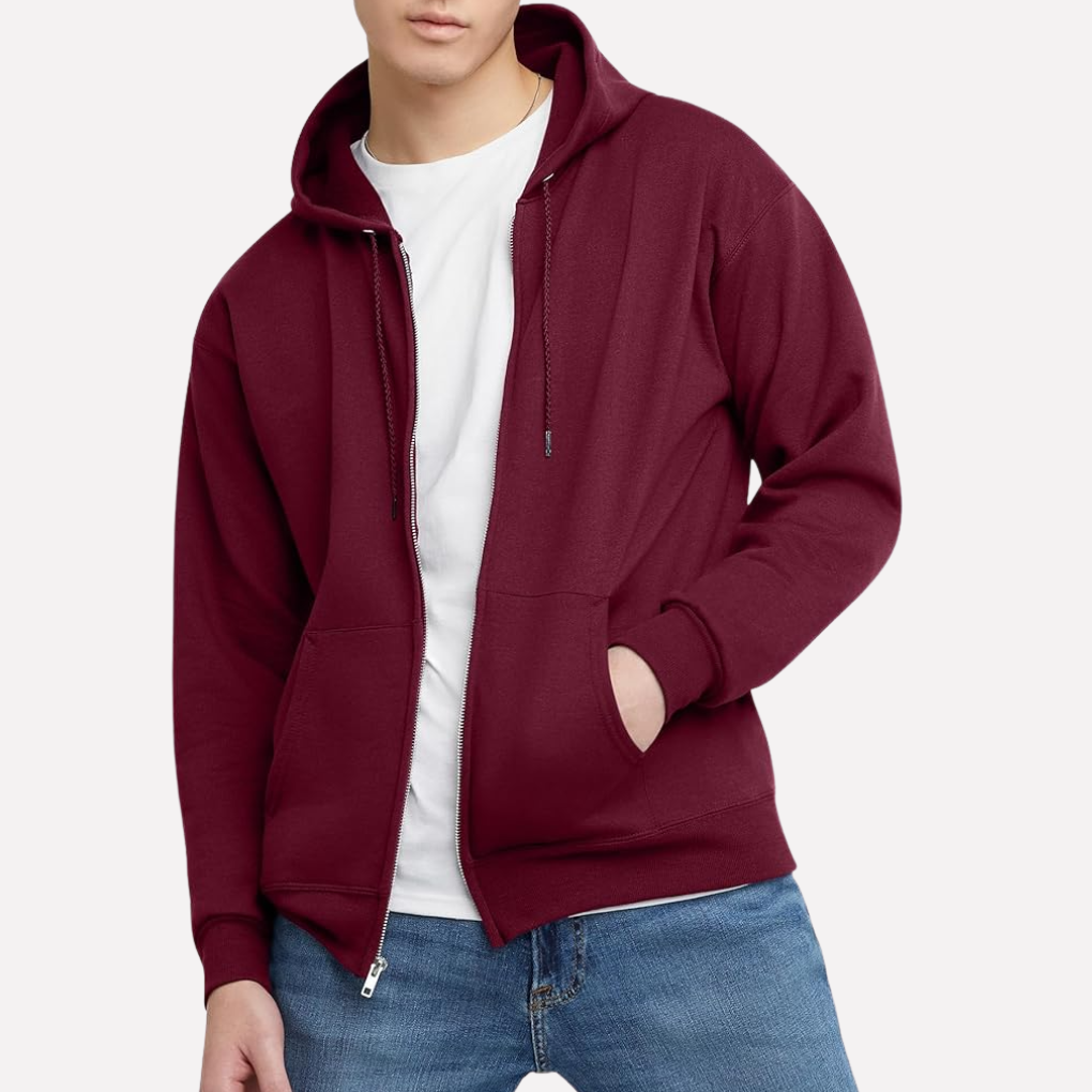 Sudadera para hombre con capucha y cremallera