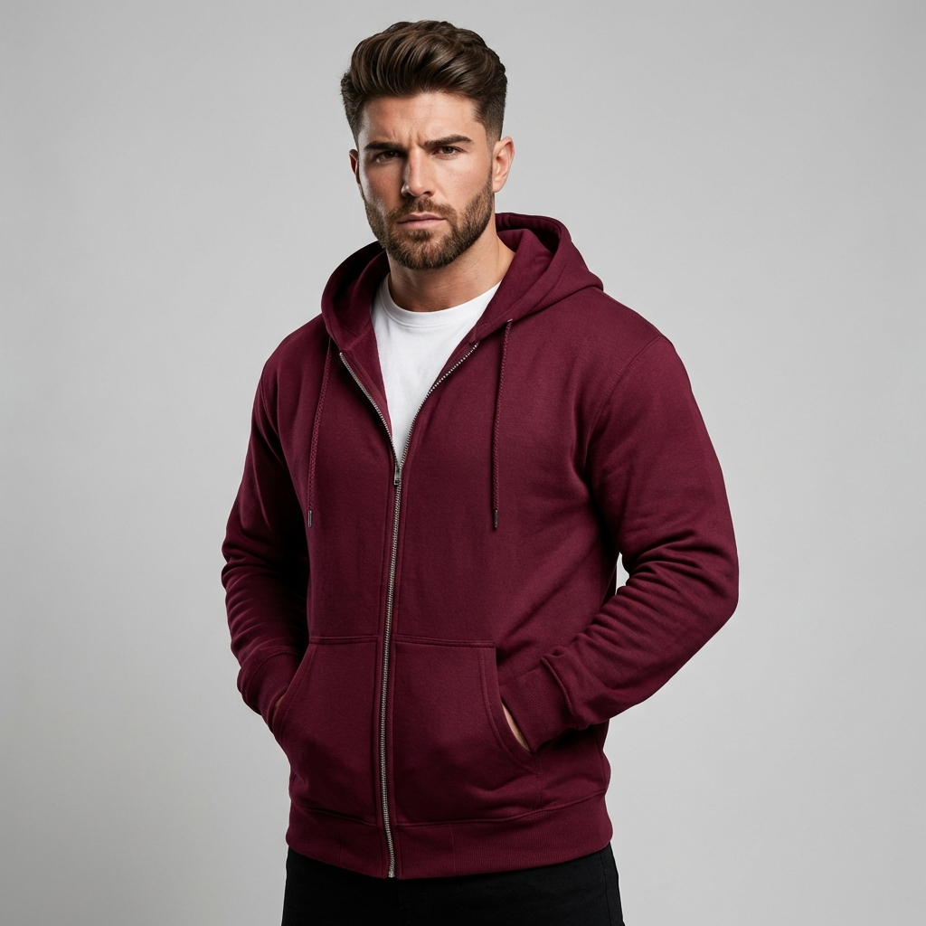 Sudadera para hombre con capucha y cremallera