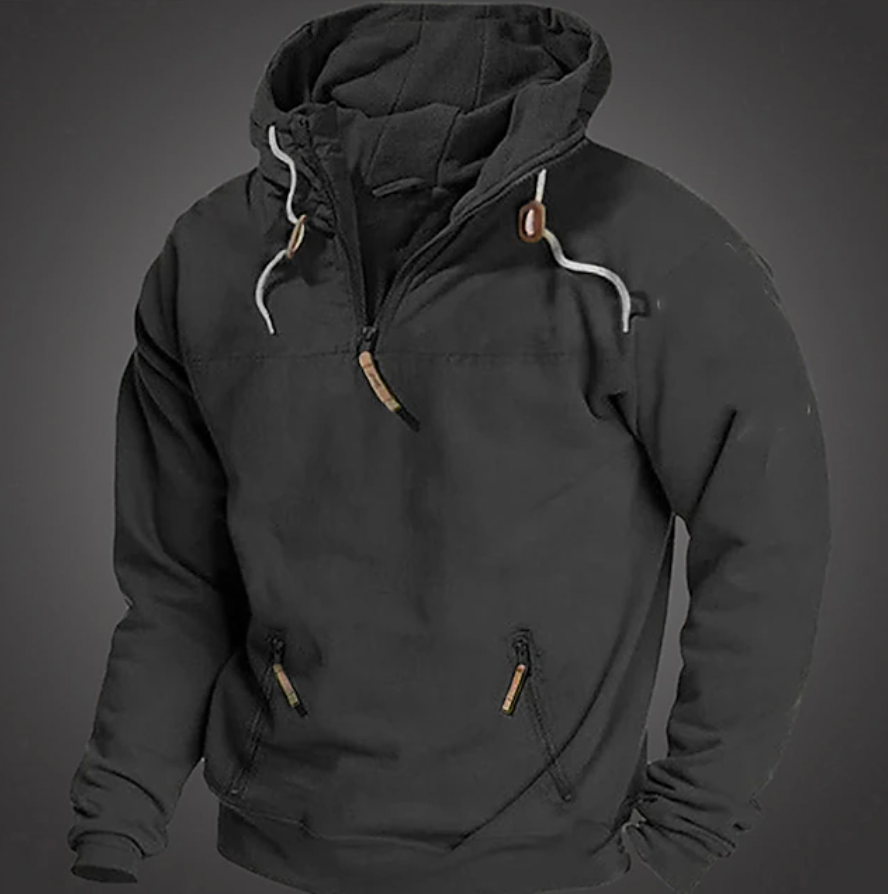 Sudadera para hombre con capucha y media cremallera