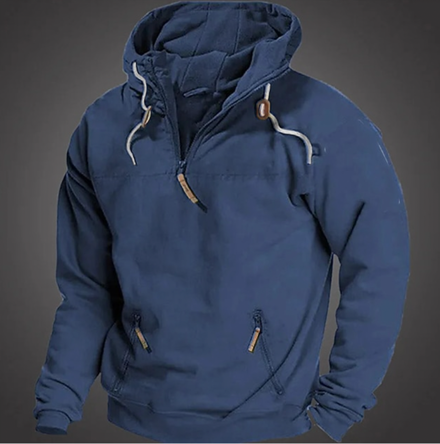 Sudadera para hombre con capucha y media cremallera