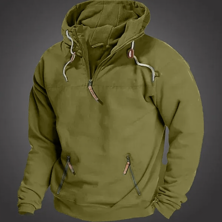 Sudadera para hombre con capucha y media cremallera